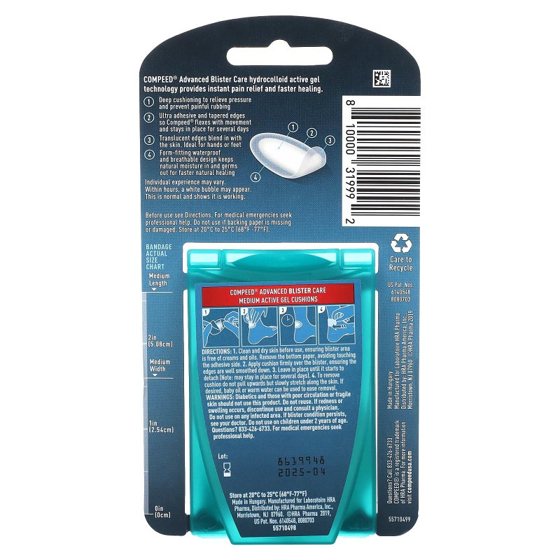 Compeed وسادات كومبيد المتقدمة لعلاج الفقاعات، 10 قطع متوسطة (1 عبوة) - Image 2